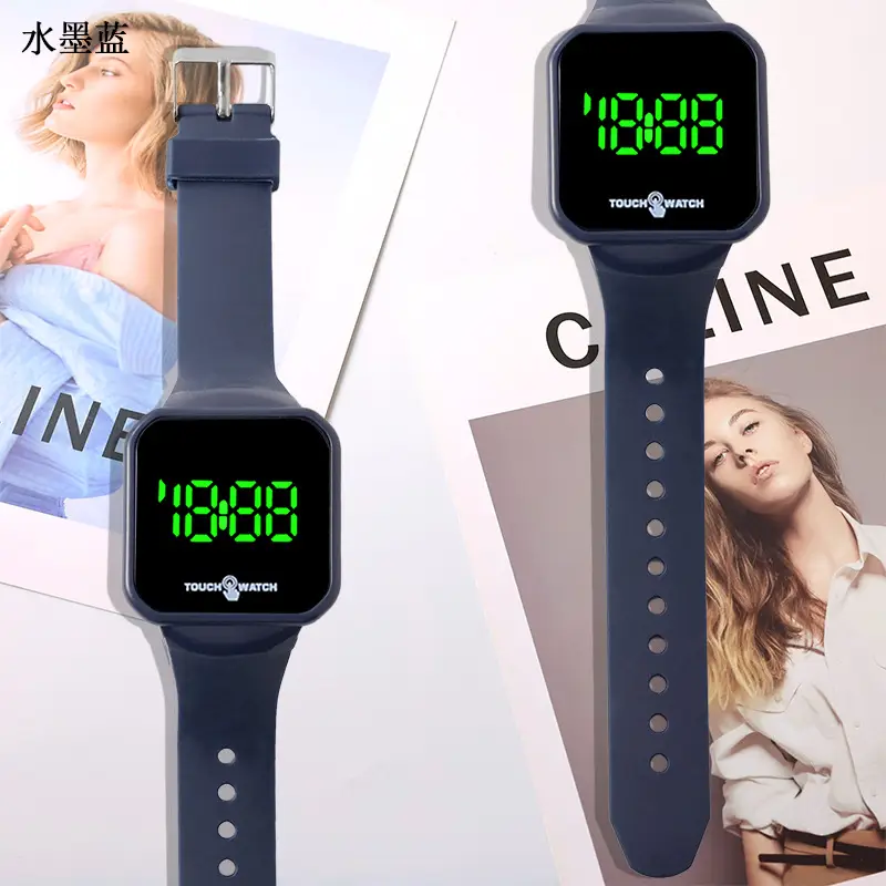 Digital Touch Screen Watch Orange Band for Men Women