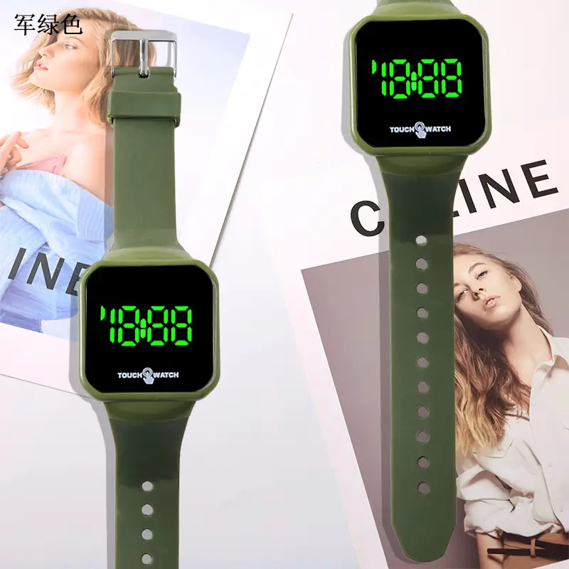 Digital Touch Screen Watch Orange Band for Men Women