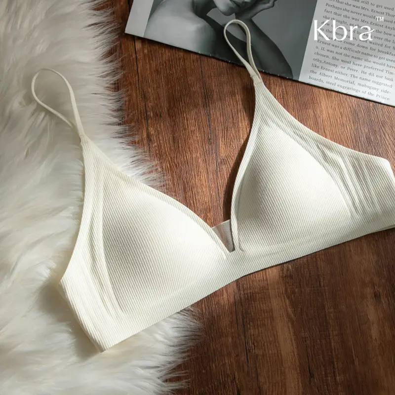 Wire-Free French Deep V Nude Triangle Cup Intimates for Women Anti-Sagging Beautiful Back Push-Up Summer Thin Bra Lightweight