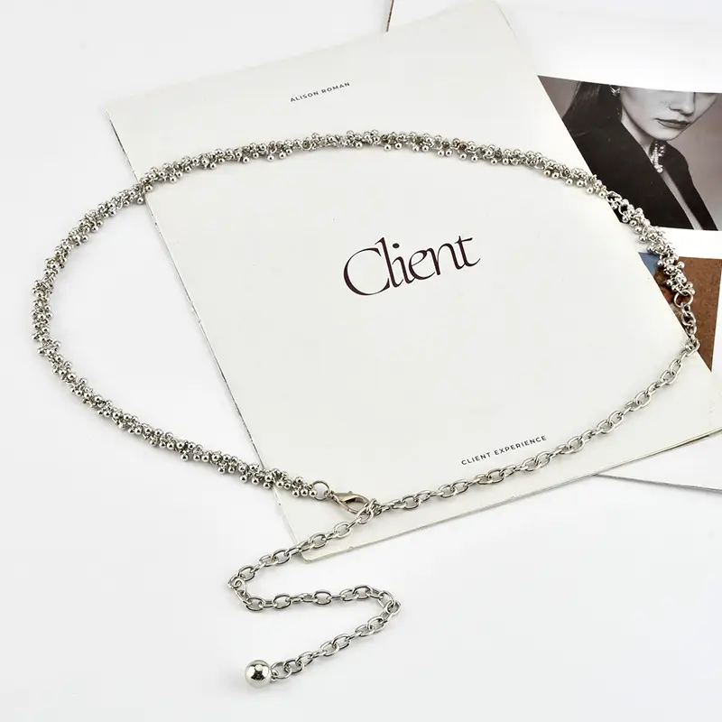French Retro Silver Waist Chain for Women