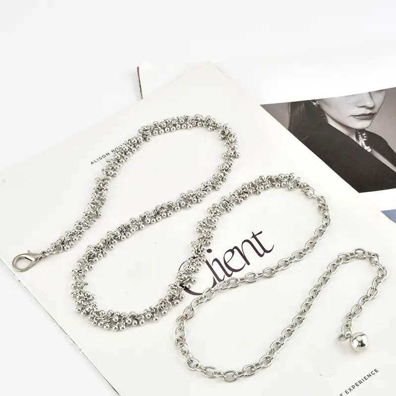 French Retro Silver Waist Chain for Women