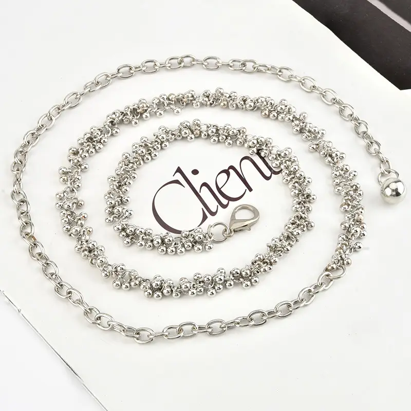 French Retro Silver Waist Chain for Women