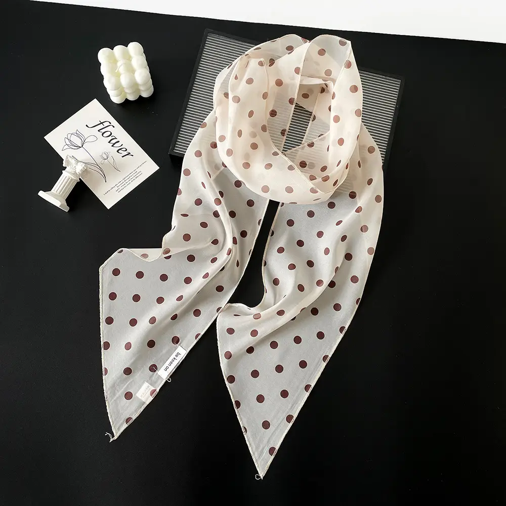 Women's Polka Dot Silk Scarf with Headscarf & Belt — feature 10