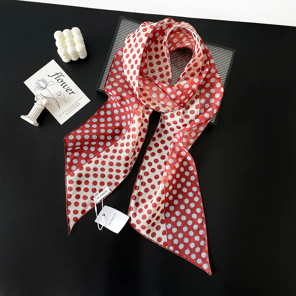 Women's Polka Dot Silk Scarf with Headscarf & Belt — feature 22