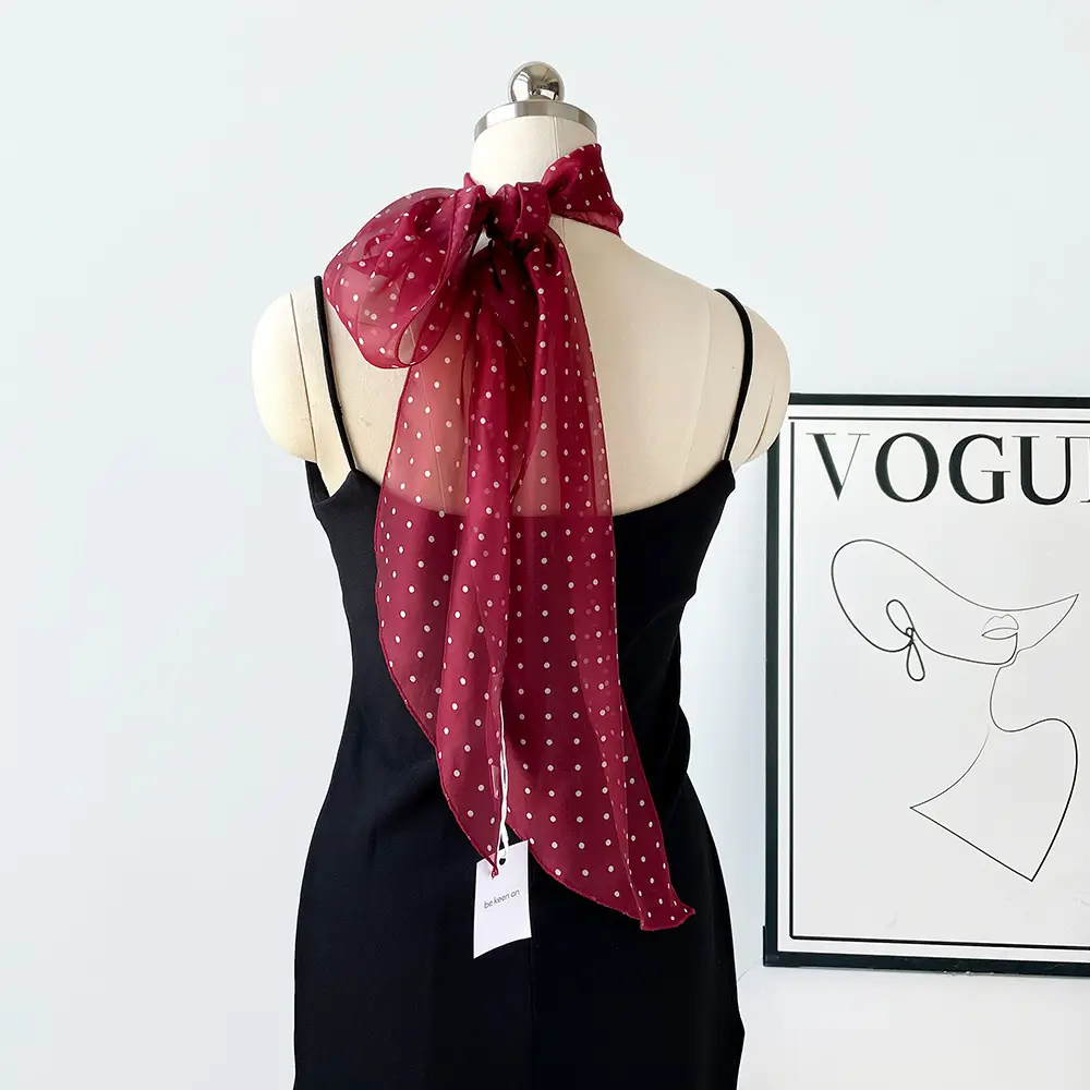 Women's Polka Dot Silk Scarf with Headscarf & Belt - Image 2