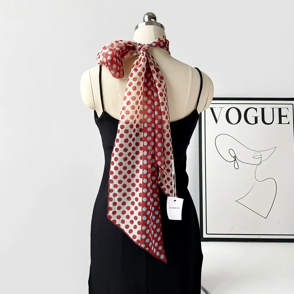 Women's Polka Dot Silk Scarf with Headscarf & Belt - Image 7