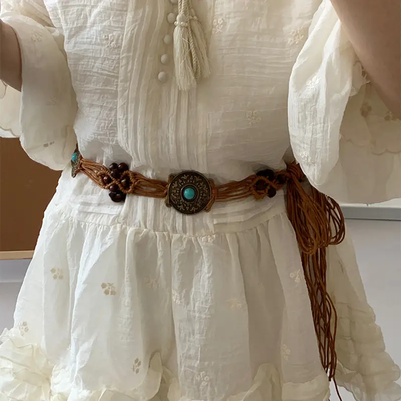 Retro Hemp Rope Bead Waist Chain for Women - Image 3