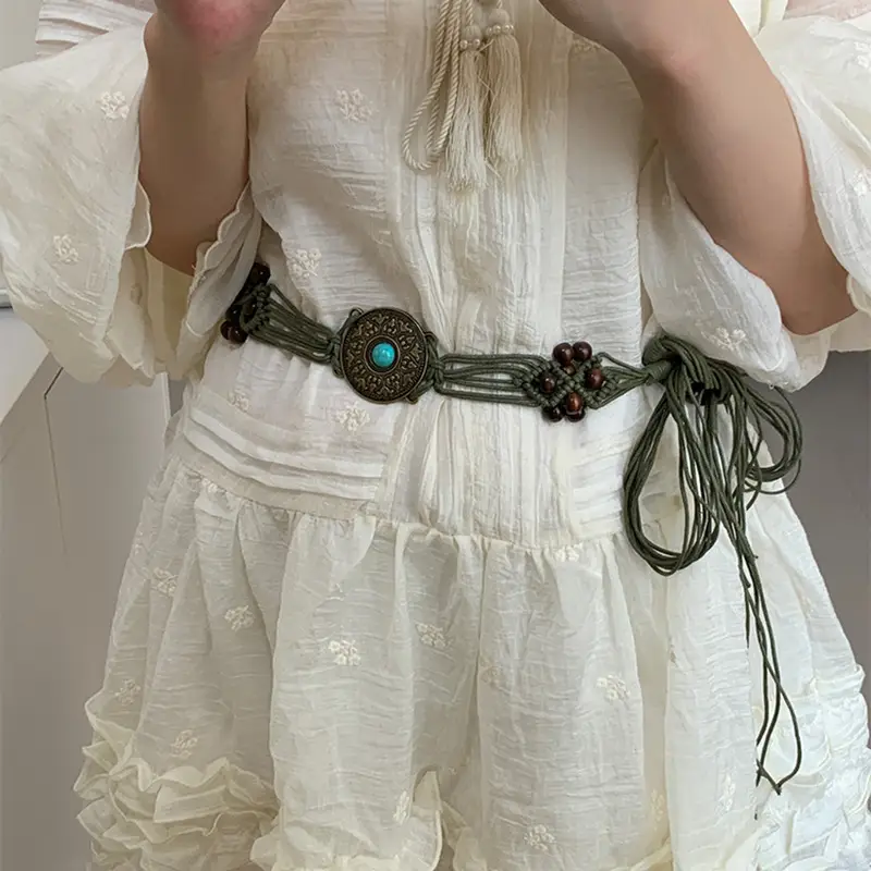 Retro Hemp Rope Bead Waist Chain for Women - Image 4