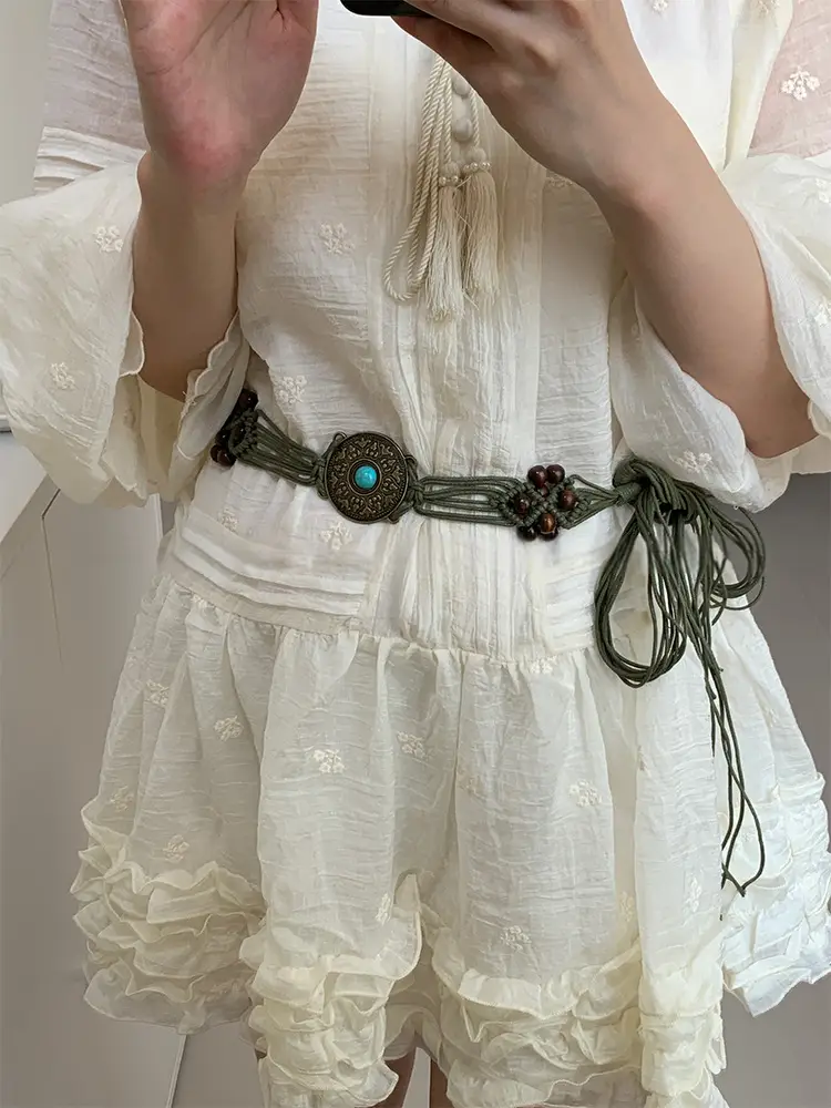 Retro Hemp Rope Bead Waist Chain for Women — feature 10