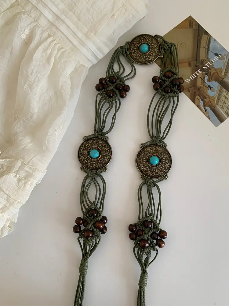 Retro Hemp Rope Bead Waist Chain for Women — feature 11