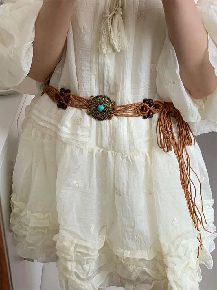 Retro Hemp Rope Bead Waist Chain for Women — feature 2