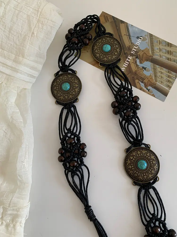 Retro Hemp Rope Bead Waist Chain for Women — feature 5