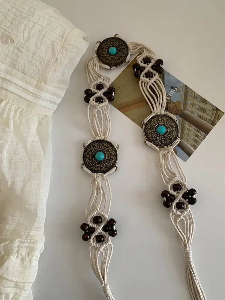 Retro Hemp Rope Bead Waist Chain for Women — feature 7