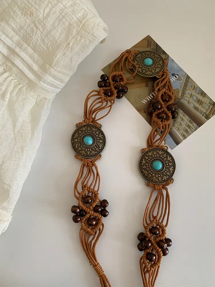 Retro Hemp Rope Bead Waist Chain for Women — feature 9