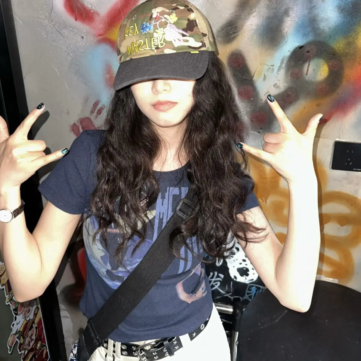 Korean Embroidered Camo Baseball Cap for Women