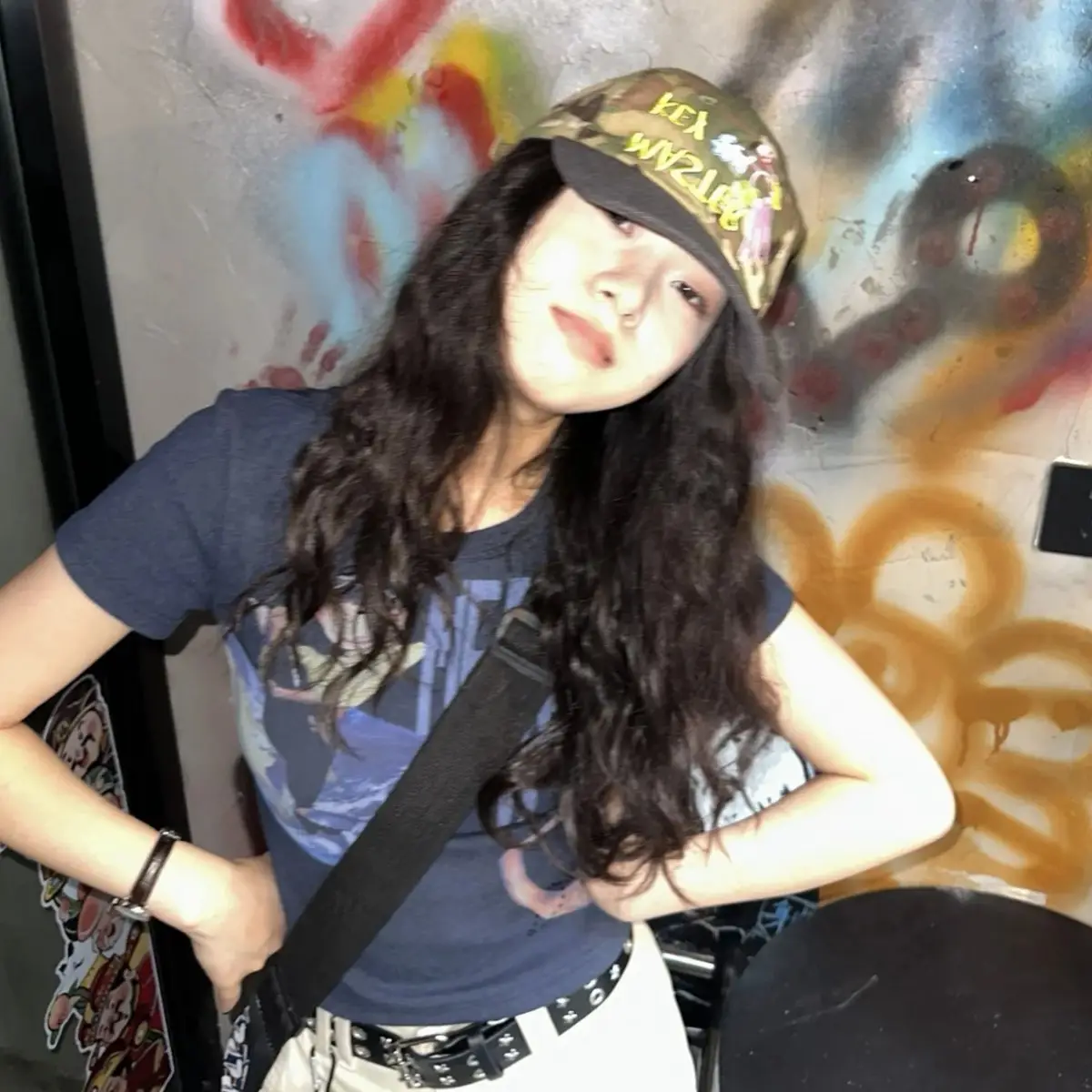 Korean Embroidered Camo Baseball Cap for Women