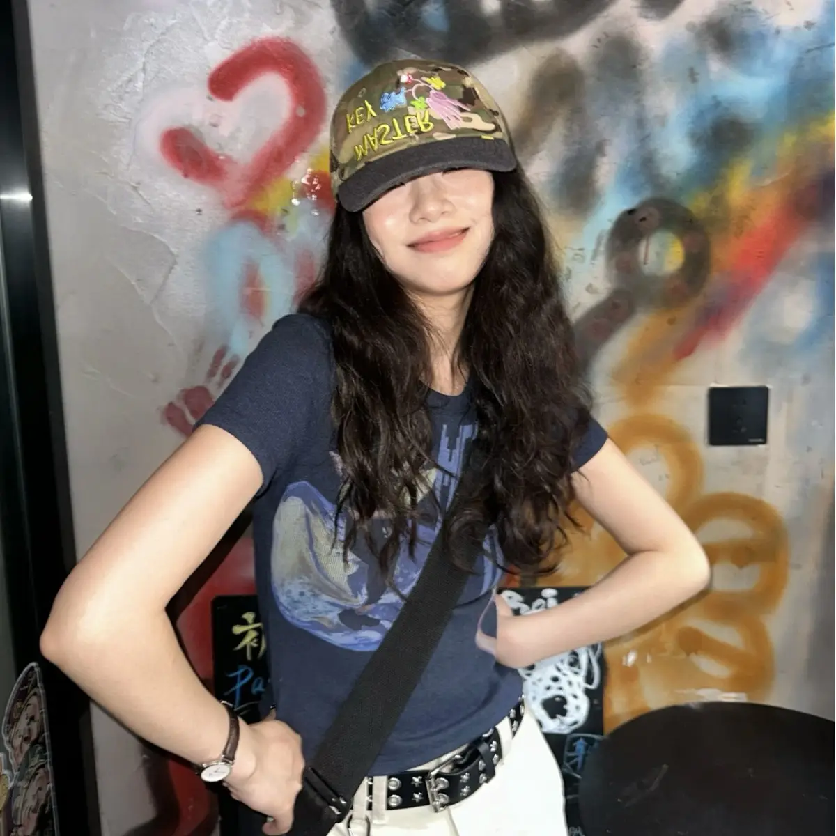 Korean Embroidered Camo Baseball Cap for Women