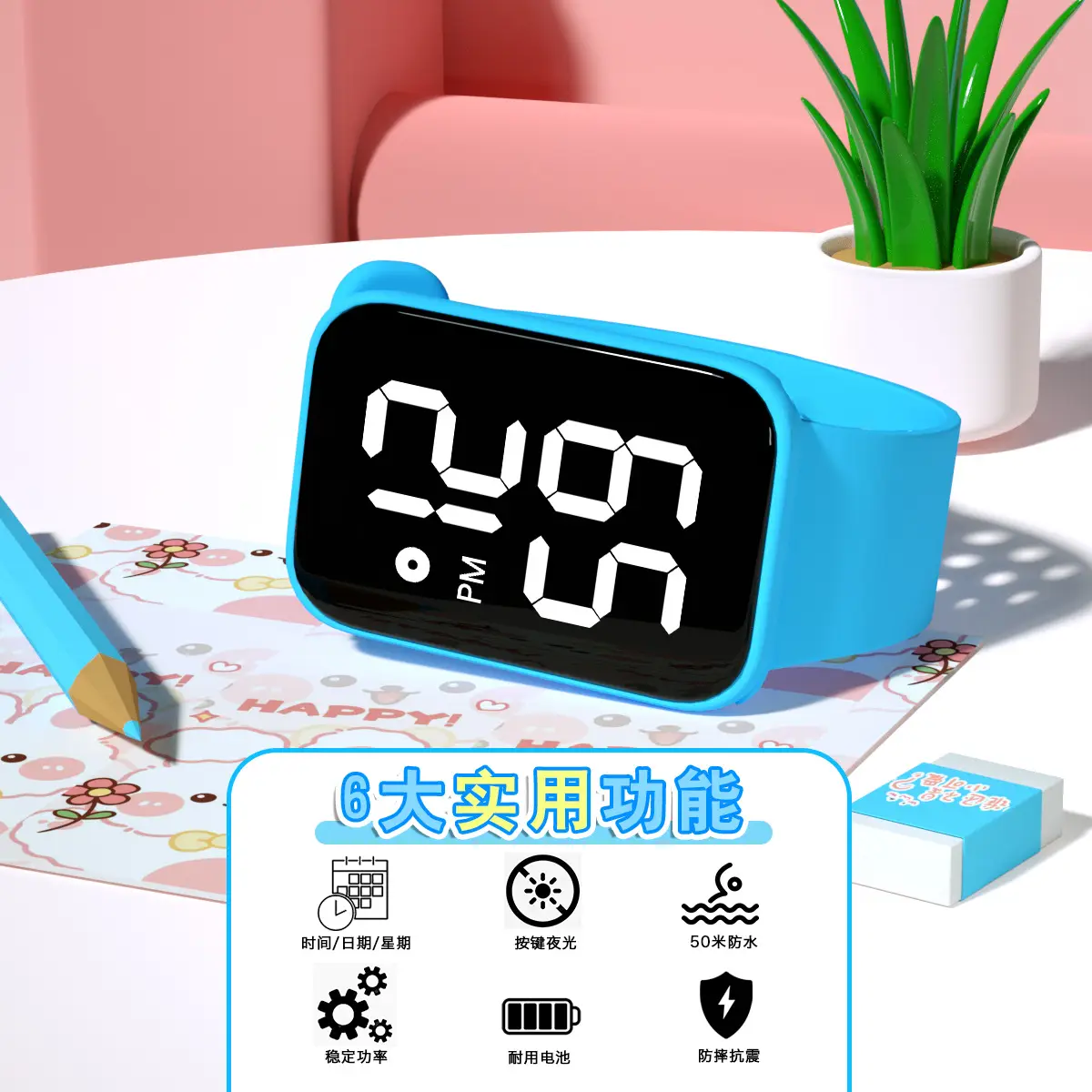 Pink LED Touch Bracelet Watch 12:59 PM - Image 12