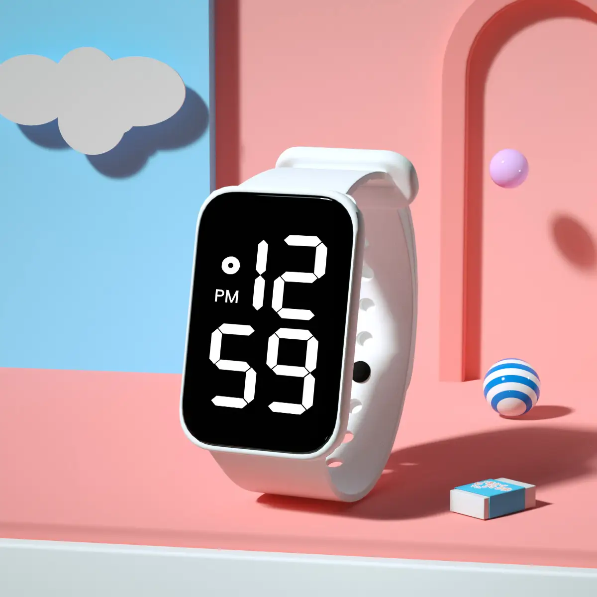 Pink LED Touch Bracelet Watch 12:59 PM - Image 2