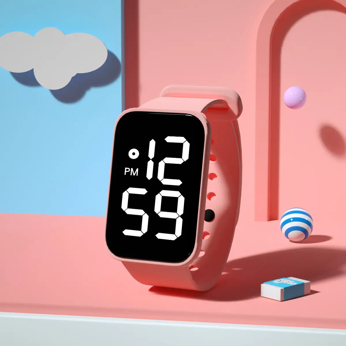 Pink LED Touch Bracelet Watch 12:59 PM - Image 4