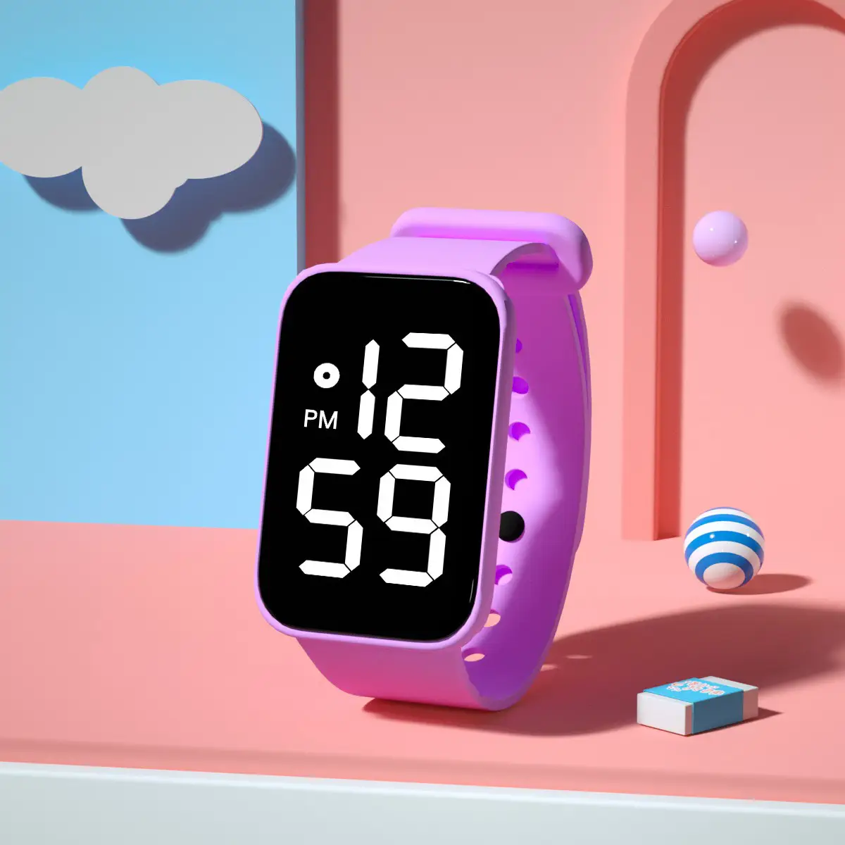 Pink LED Touch Bracelet Watch 12:59 PM - Image 5