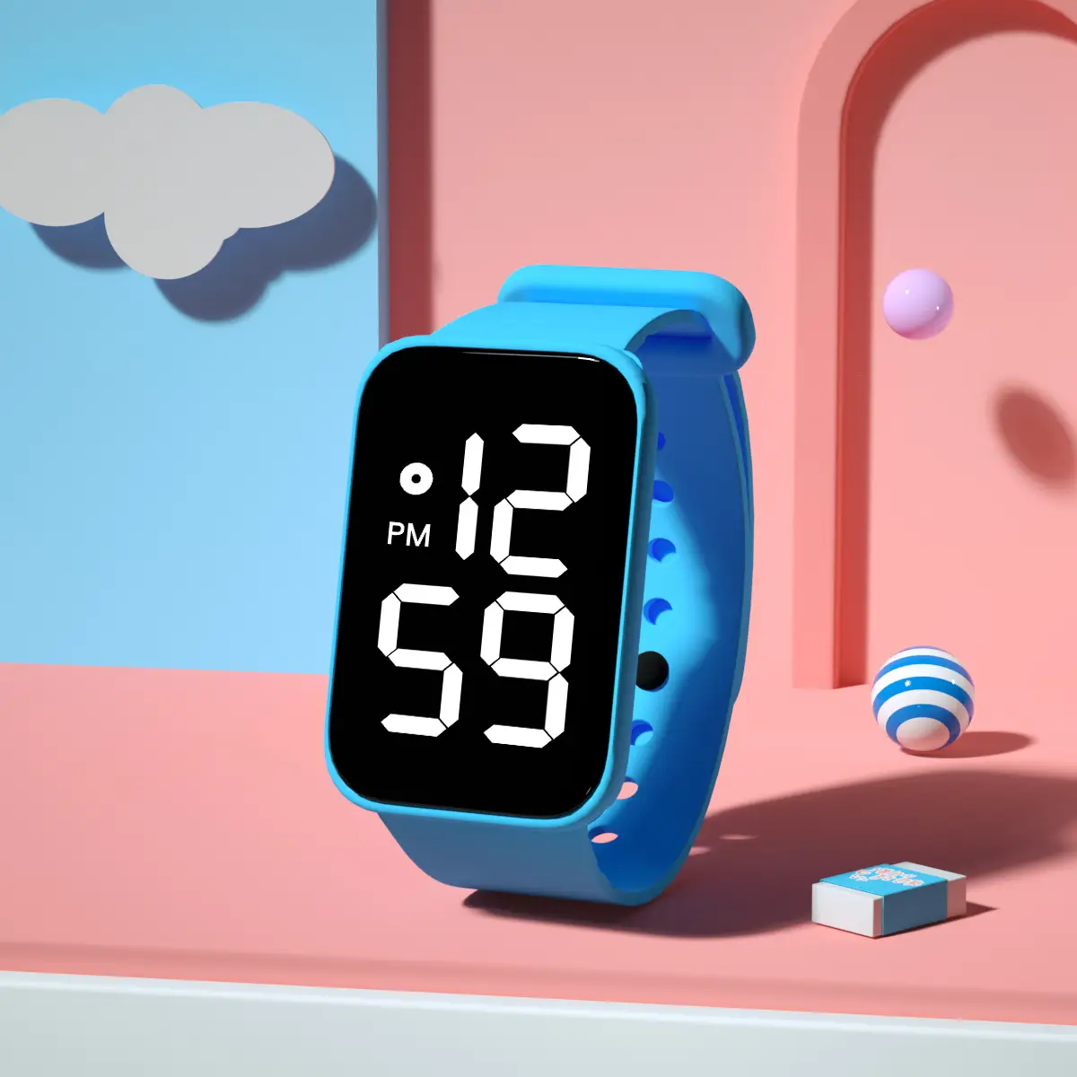 Pink LED Touch Bracelet Watch 12:59 PM - Image 6