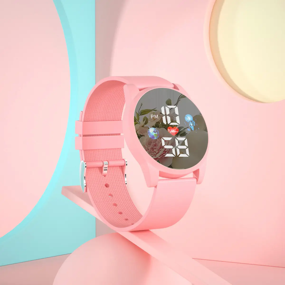 Kids Digital Display Watch Pink Green Sport Wear - Image 3