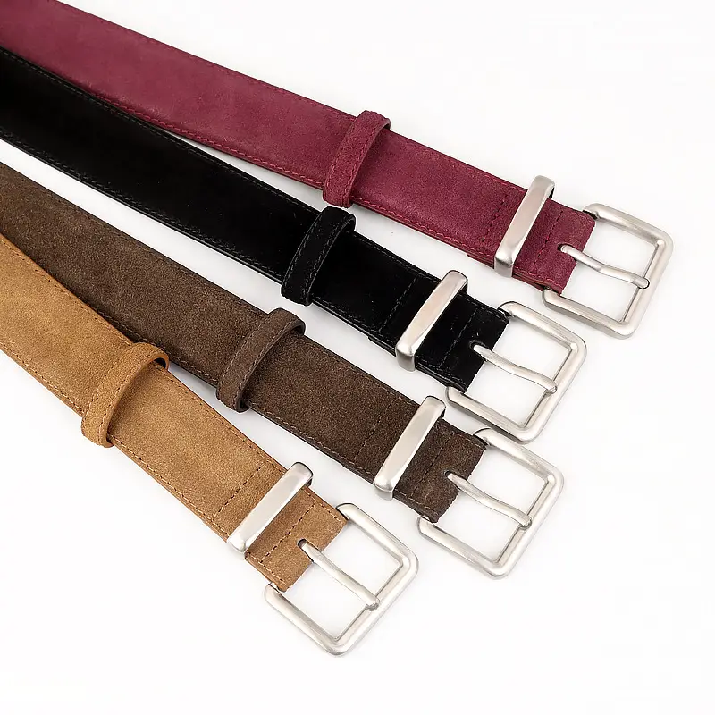 Women's Genuine Leather Belt with Square Buckle Brown - Image 10