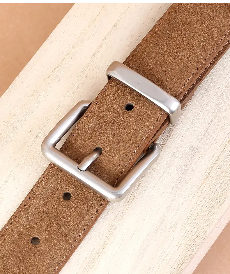 Women's Genuine Leather Belt with Square Buckle Brown — feature 16