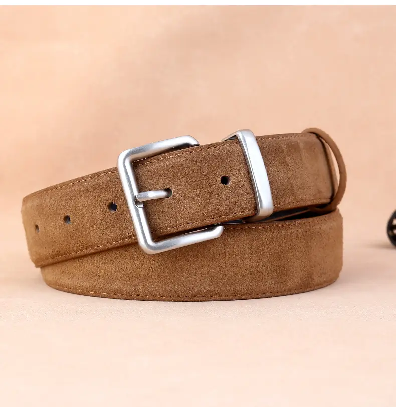 Women's Genuine Leather Belt with Square Buckle Brown — feature 18