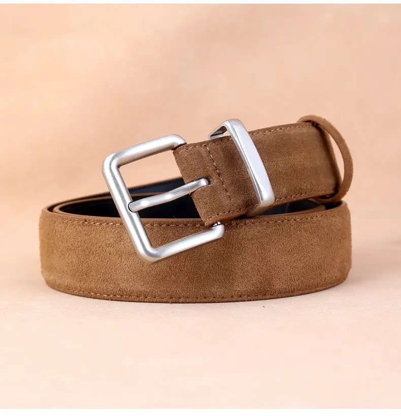 Women's Genuine Leather Belt with Square Buckle Brown — feature 22