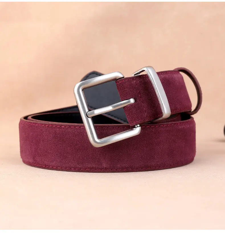 Women's Genuine Leather Belt with Square Buckle Brown — feature 23