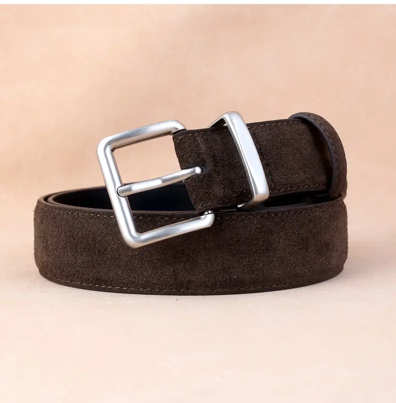 Women's Genuine Leather Belt with Square Buckle Brown — feature 24