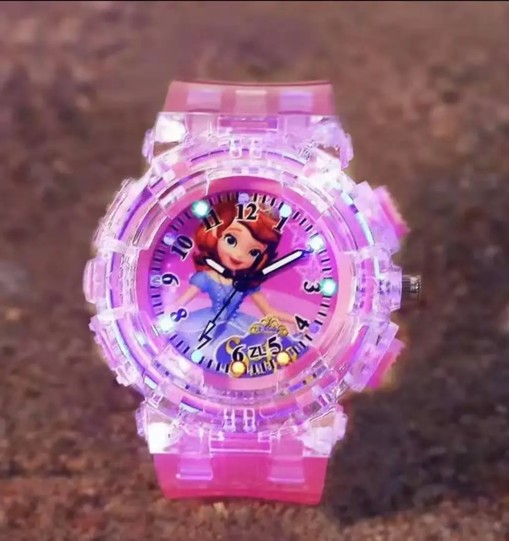 Summer Cartoon Watch for Girls Luminous Flashing Pink Box — feature 9