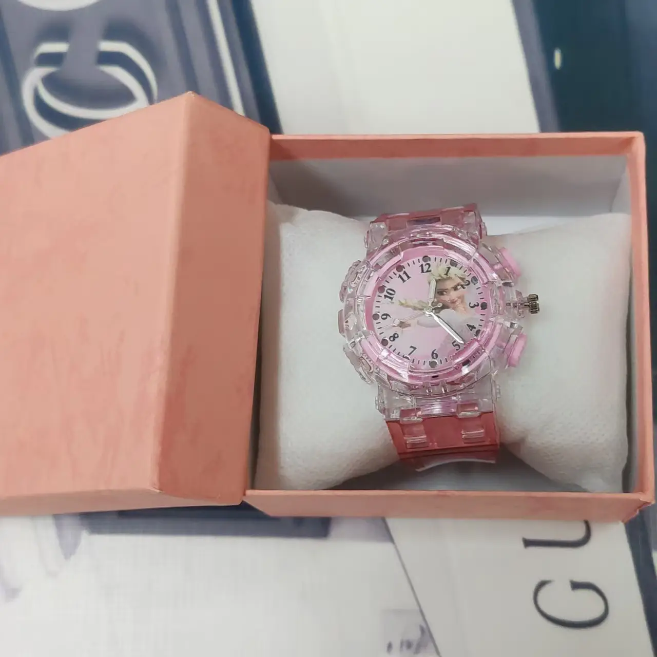Summer Cartoon Watch for Girls Luminous Flashing Pink Box - Image 2