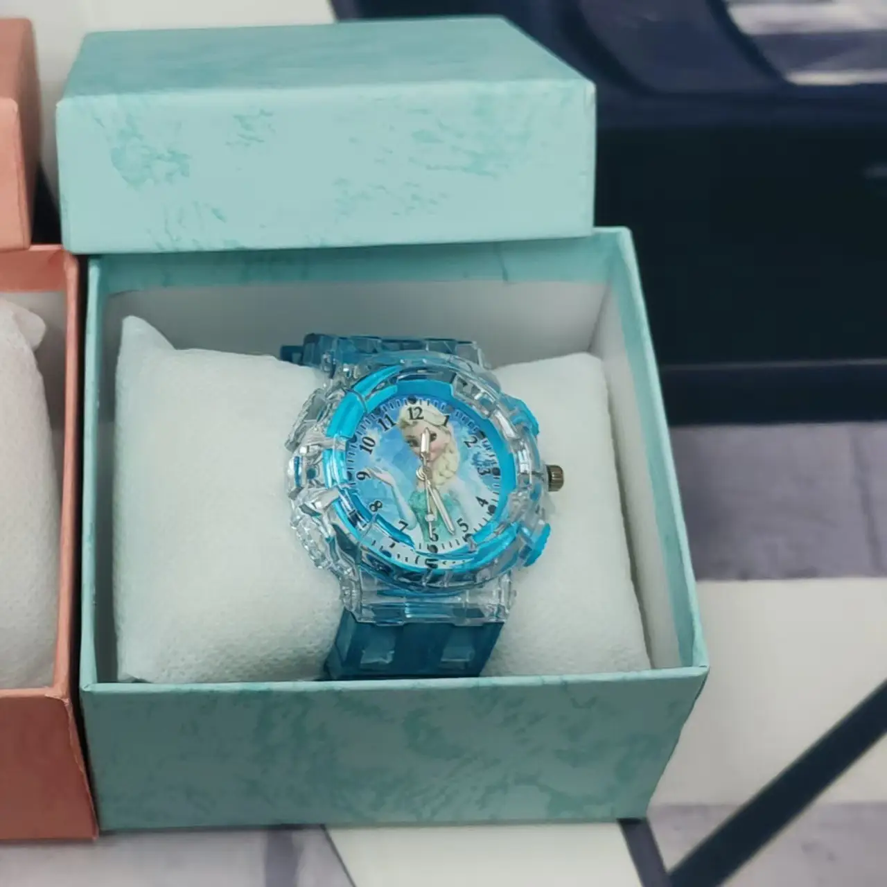 Summer Cartoon Watch for Girls Luminous Flashing Pink Box - Image 5