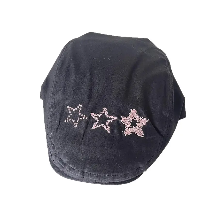 Women Star Embroidered Beret Caps Large Circumference