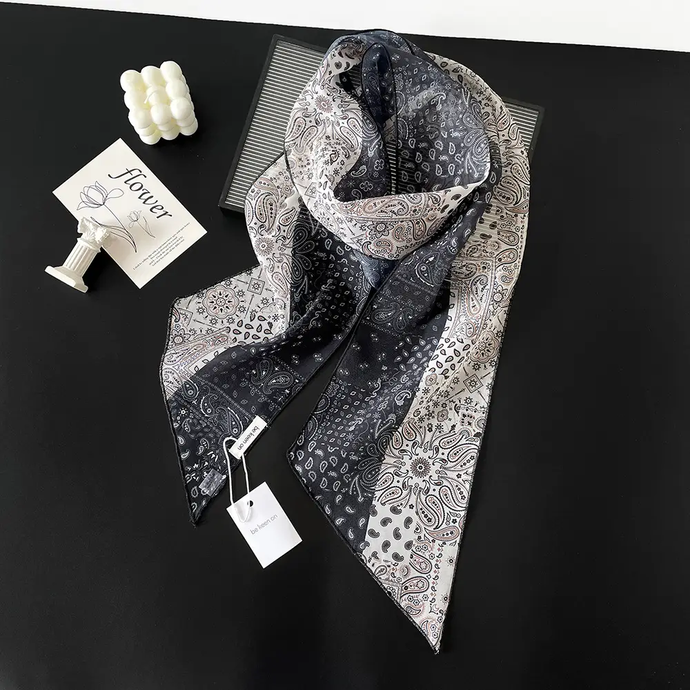 Women Silk Polka Dot Scarf Belt Waistband Hairband Set