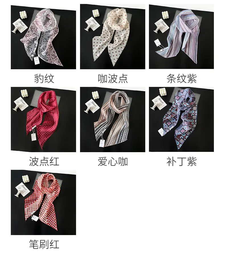 Women Silk Polka Dot Scarf Belt Waistband Hairband Set — feature 6