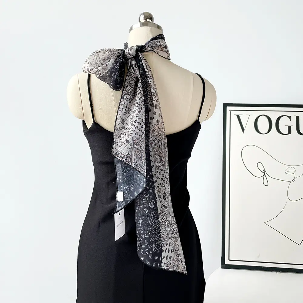 Women Silk Polka Dot Scarf Belt Waistband Hairband Set