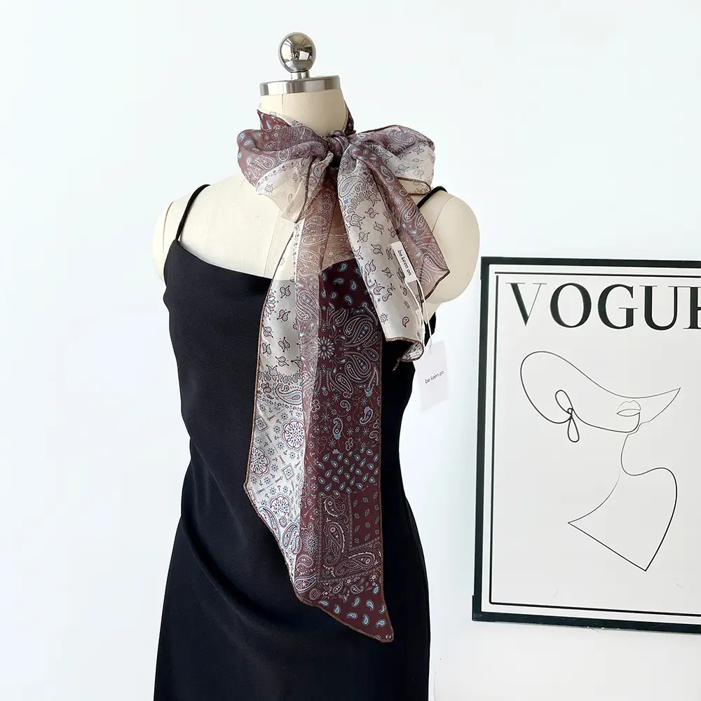 Women Silk Polka Dot Scarf Belt Waistband Hairband Set