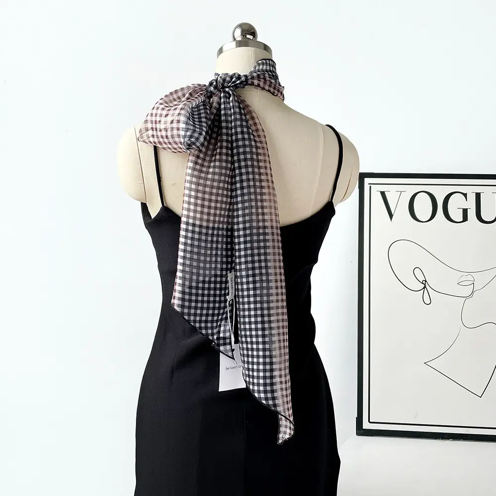 Women Silk Polka Dot Scarf Belt Waistband Hairband Set