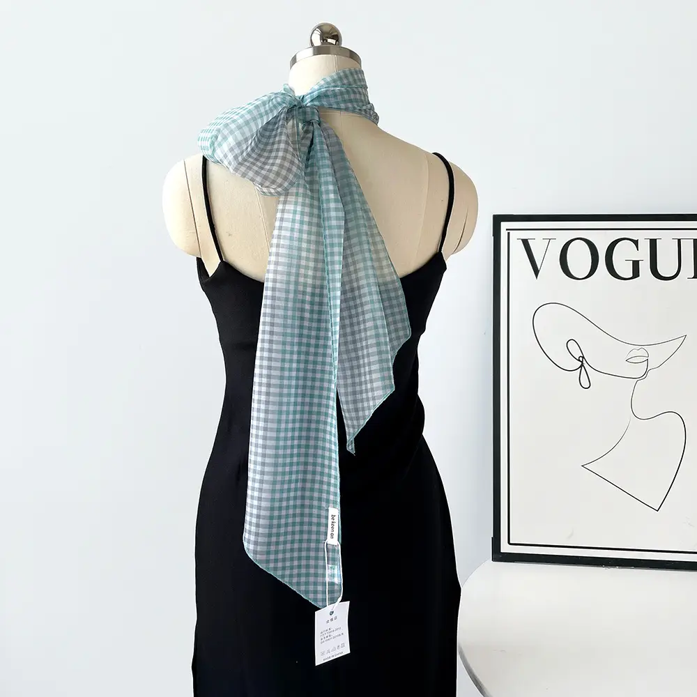 Women Silk Polka Dot Scarf Belt Waistband Hairband Set