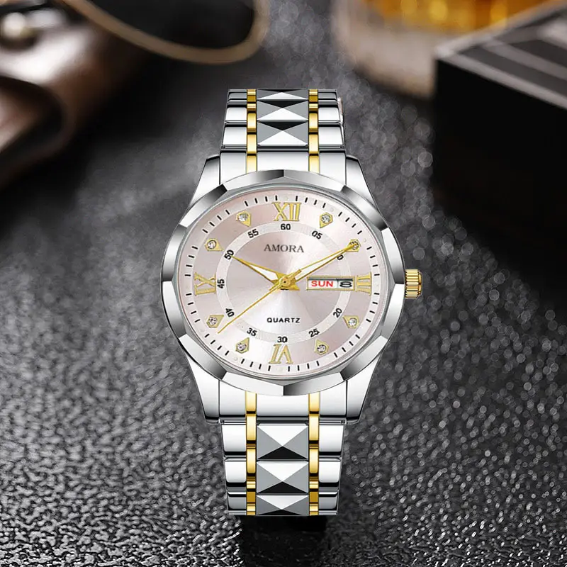 Men's Luxury Blue Dial Quartz Watch with Gold Bracelet — feature 10