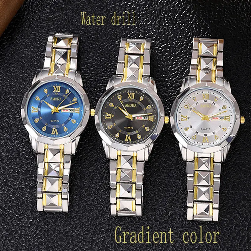 Men's Luxury Blue Dial Quartz Watch with Gold Bracelet — feature 6