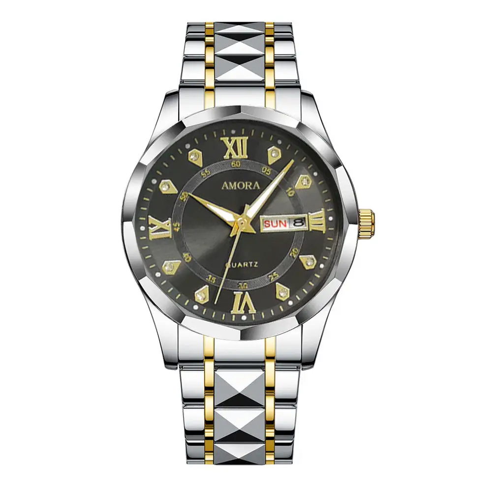Men's Luxury Blue Dial Quartz Watch with Gold Bracelet - Image 3