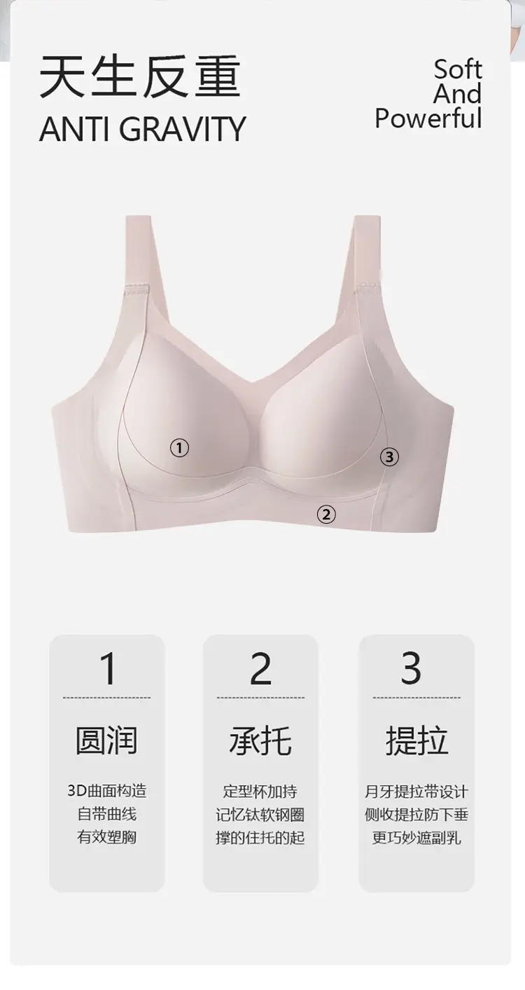 Contouring Cup, Adjustable Anti-Sagging, Breast-Retracting, Seamless Bra, Soft Support, Push-Up, Large Size, Full-Cup Bra — feature 3