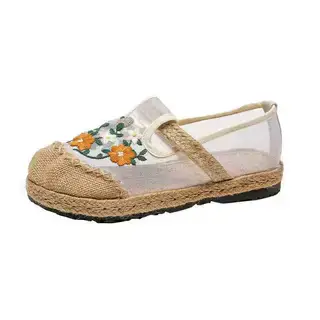 New Old Beijing Cloth Shoes Summer Women's Retro Soft-Soled Non-Slip Mesh Embroidered Shoes One-Legged Lazy Flat Slippers - Image 18
