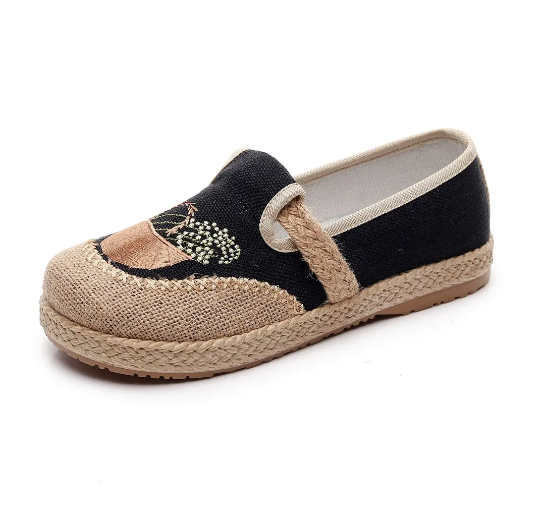 New Old Beijing Cloth Shoes Summer Women's Retro Soft-Soled Non-Slip Mesh Embroidered Shoes One-Legged Lazy Flat Slippers - Image 2
