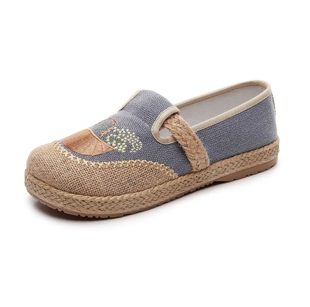 New Old Beijing Cloth Shoes Summer Women's Retro Soft-Soled Non-Slip Mesh Embroidered Shoes One-Legged Lazy Flat Slippers - Image 3